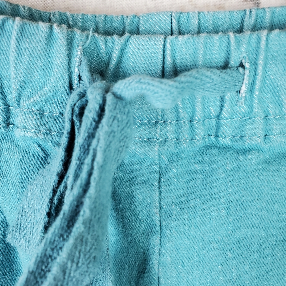 Vintage Orvis Shorts Teal Green High Rise Mom Elastic Drawstring Waist Cotton XL - Picture 3 of 7